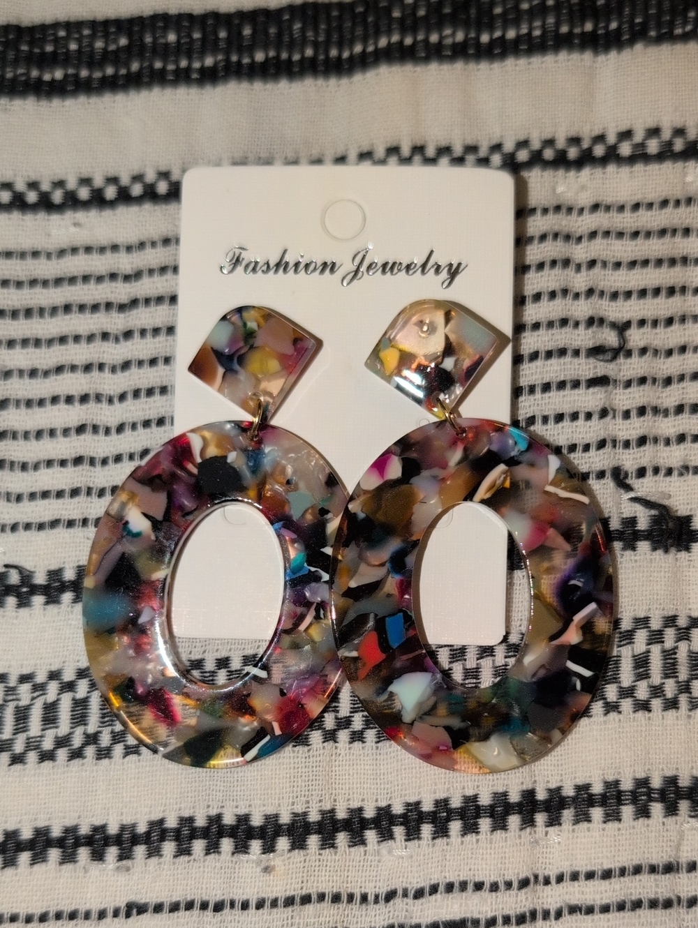 Fashion Jewelry‎ Multicolor Acrylic Oval Drop Earrings